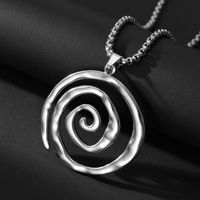 Collier pendentif cercle texturé géométrique en spirale simple en acier inoxydable, unisexe, pour le commerce transfrontalier