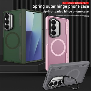 Huanmin direct sales: Fold 7 lens bracket, transparent back <b>phone</b> case, simple design, drop-resistant, wholesale, magnetic attac - Product Image 1