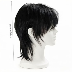 Parrucca da uomo unisex stile giapponese con coda di lupo, capelli medi voluminosi naturali stile Hong Kong, per il commercio transfrontaliero - Product Image 2