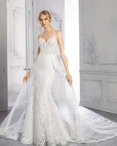 Ruolai WTH094 Tela de encaje de marfil ecológica de alta calidad con tren capilla de tul para vestidos de boda y noche para niñas - Product Image 3