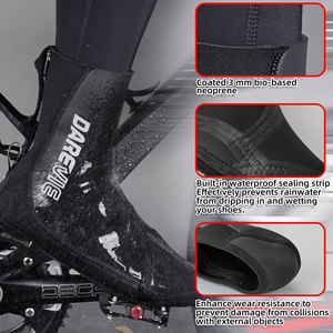 Darevie Couvre-chaussures de <span class=keywords><strong>vélo</strong></span> en néoprène bio-sourcé 3 mm, résistants à l'usure et imperméables, avec logo réfléchissant, pour garder au chaud - Product Image 5