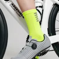 Chaussettes de cyclisme à compression mi-mollet avec impression réfléchissante, légères, pour le vélo de route et les sports