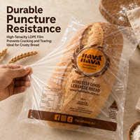 Sacs à pain en plastique polyéthylène transparent de qualité alimentaire, imprimés sur mesure, à ouverture supérieure, pour l'emballage de pain frais, de pain de mie et de pain au levain