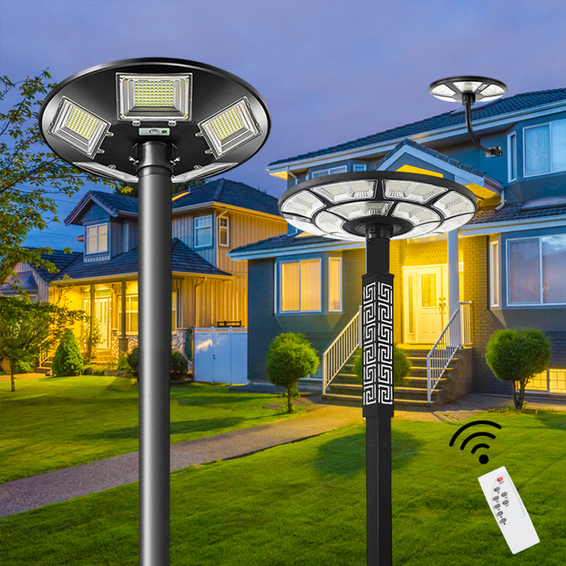 High Quality Solar Power Led Street Lamp Remote Control Waterproof Energy Saving 1000W Led Solar Garden UFO Light for Outdoor