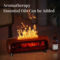 Humidificateur d'ambiance 3D à effet de flamme de cheminée, imitation charbon et grain de bois, avec lampe colorée