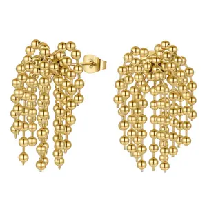 18K Gold Plated Stainless Steel Jewelry Steel Bead Tassel Ear Studs Accessories Earrings E211293