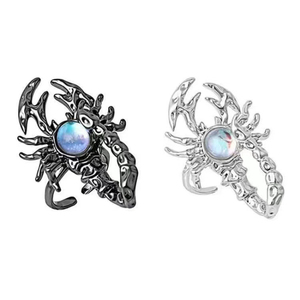 Bagues ouvertes vintage en alliage avec pierre de lune et <span class=keywords><strong>scorpion</strong></span> pour femmes et hommes, bijoux de couple en argent noir, accessoires - Product Image 5
