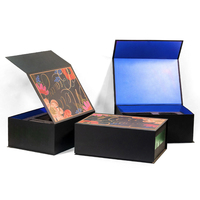 Boîte cadeau de luxe en carton noir mat avec logo personnalisé, fermeture magnétique, pliable avec couvercle