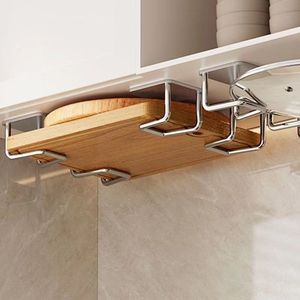 Étagère murale rectangulaire pour lavabo, finition argent brossé et noir, installation sans perçage, pour les essentiels de salle de bain et toilettes - Product Image 3