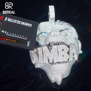 Personnalisé Vvs Moissanite 3D Pendentif Hip Hop Style Glacé Rond Brillant Coupe 925 Argent Nom Pendentif Bijoux - Product Image 1