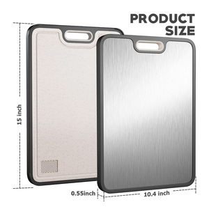Planche à découper double face durable et anti-fissures en acier inoxydable et fibre de blé, avec bord antidérapant pour une utilisation en cuisine - Product Image 3