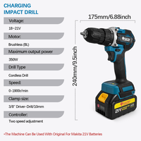 Perceuse à percussion sans fil Electric Goddess DDF485 avec moteur sans balais, batterie au lithium 21V, vitesse variable, 350W, personnalisable OEM
