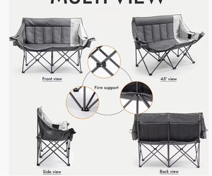 Hot Sale Double Camping <strong>Chair</strong> Oversized Padded for Adults Heavy Duty <strong>Folding</strong> Loveseat for Outdoor Camping Beach Lawn - Product Image 4