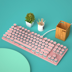 Punk Style 87-Keys Game Mechanical Keyboard USB Computer Laptop <b>Tablet</b> Supports Russian English Hebrew Spanish Arabic Game Mecha - Product Image 5