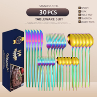 Ensemble de couverts en acier inoxydable de qualité supérieure de 30 pièces avec boîte cadeau élégante, pour les banquets de mariage et les restaurants de luxe
