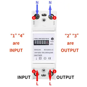 Compteur d'énergie électrique monophasé automatique DDS529C à 2 fils, AC 230V 50-79A, mesure analogique de la puissance, rail DIN 35mm, CE - Product Image 3
