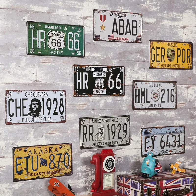 2018 popular 15x30cm vintage car license hotsale embossed tin sign wall decoration for home