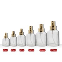 15ml 30ml 50ml 100ml 200ml Bouteille en verre transparente de vaporisateur de parfum de haute qualité de lotion avec la pompe d'or de placage