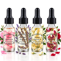 Huile corporelle multi-usages infusée aux fleurs séchées, parfumée à la pivoine, à la lavande, au jasmin et à la rose, huile essentielle pour les soins des cheveux, des ongles et de la peau, étiquette privée OEM