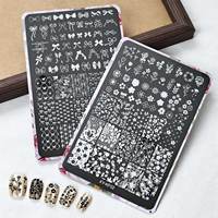 Plaque de stamping pour ongles à motifs à carreaux et lignes françaises, modèle élégant pour des designs minimalistes, outil de transfert pour nail art
