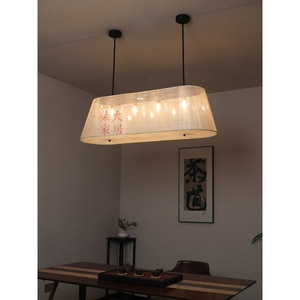 Lustre rectangulaire de style japonais E27 à LED pour salon de thé, bar, restaurant, hôtel, café, éclairage décoratif - Product Image 2