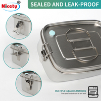 Boîte à lunch étanche Nicety pour adultes, contenants alimentaires en acier inoxydable hermétiques pour le bento en plein air, poignée pliable