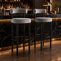 Tabouret de bar moderne avec structure en métal, chaise de bar rembourrée avec accoudoirs pour café, restaurant, hôtel