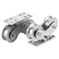 Polea fija de alta resistencia para puerta corredera, polea de acero con doble rueda en forma de V y canal en forma de U, No. Polea de Acero 45 para Puerta Artística
