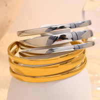 Pulsera Simple Joker N&S para Mujer, Chapada en Oro de 18K, Acero Inoxidable, Pulsera Doble con Estilo de Nicho de Temperamento Moderno