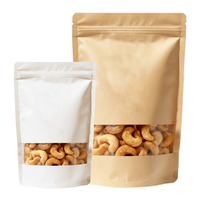 Sacs alimentaires en kraft personnalisés, emballage pour fruits secs, sachets refermables pour en-cas et noix avec fenêtre