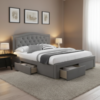 Lit rembourré sur mesure en velours vert, design moderne et luxueux, cadre de lit extra-large pour chambre à coucher