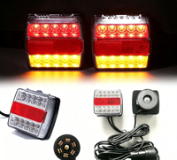 Kit de feux arrière magnétiques à double couleur avec 16 LED et lentille transparente pour remorques et camions