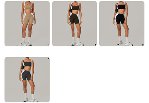 A New Taupe Colourway Elegant <strong>Women</strong> Gym Wear Super Soft Fitness Yoga Wear Yoga Set <strong>Womens</strong> <strong>Biker</strong> <strong>Shorts</strong> and Sports Bra Set - Product Image 2