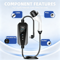 Nouvelle station de charge mobile pour voiture 11 kW 16 A portable avec câble de 5 m, indice de protection IP65, Wi-Fi et pour utilisation en cas d'urgence