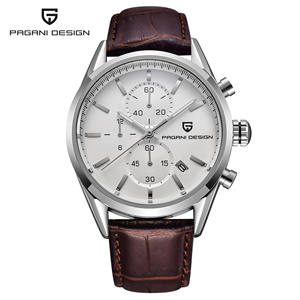 Reloj cronógrafo Pagani Design para hombre, caja de acero inoxidable, correa de cuero negra, resistente al agua hasta 30M, movimiento japonés CX-2513C - Product Image 5