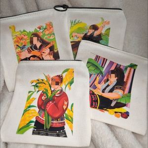 Custom Cotton Small Canvas Zipper <b>Makeup</b> Bag Travel Cosmetic Pencil Case Coin Pouch - Product Image 1