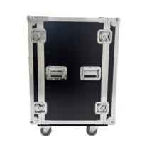 Flight case pour mixeur DJ 16U en aluminium et contreplaqué, fabriqué sur mesure, de haute qualité, avec 2 portes et mousse antichoc