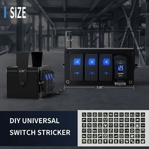 Waterproof Rocker <b>Switch</b> Panel 12v Control Panel 3 Gang Marine <b>Switch</b> Panel Box with Dual Port <b>Usb</b> Charger LED Digital Voltmeter - Product Image 2
