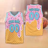 Maillot de basketball décontracté personnalisé à effet goutte d'eau, avec nom et logo sur mesure, séchage rapide, col en V, assorti pour la famille, cadeau pour les amateurs de basketball