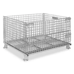 Innovation 2024 Cage de stockage en métal avec roues est également appelée conteneur en treillis métallique et cage à papillons Cage en treillis métallique
