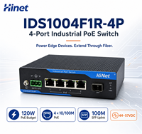 Commutateur PoE industriel 4 ports 100 Mbps, 1 port SFP Uplink, 120 W, rail DIN, IEEE802.3af/at, 44-57 VDC, capacité 1 Gbps, commutateurs réseau CCTV