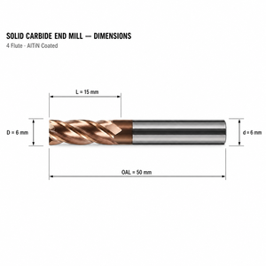 Fraise à queue personnalisée en carbure de tungstène de 6 mm HRC55 avec revêtement AlTiN à 4 dents pour l'usinage CNC haute vitesse de l'acier et du fonte - Product Image 4