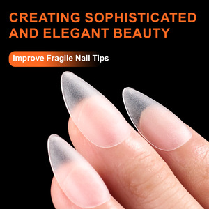 100 faux ongles amande ovales dépolis de longueur moyenne, type split, pour salon de manucure et nail art - Product Image 4