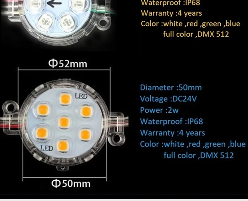 China Bond Factory Price High Quality DMX 512 LED Modules/ Digital 12mm/9mm Led Pixel Light Color Rgb, LED Pixel Light