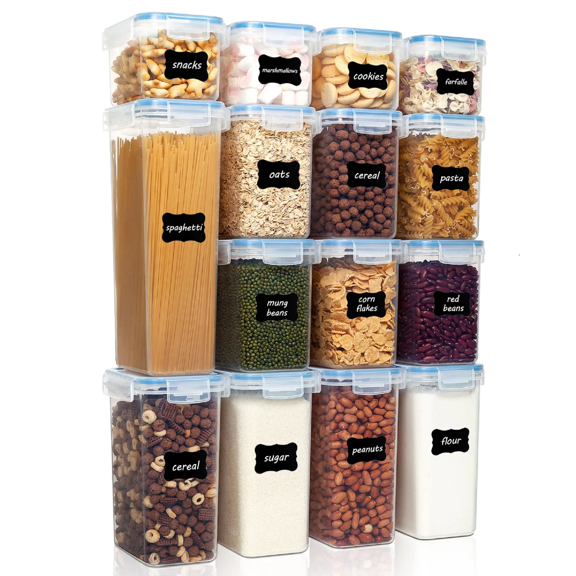 Transparent Hot Sale Plastic Whole Grain Storage Box Airtight Kitchen Organizers Food Storage Containers Set