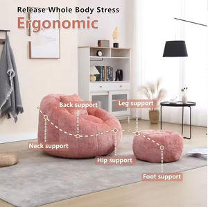 アガンスクエア360度回転レジャーチェア大型ピンクビーンバッグソファセットモジュール式ファブリックフットレスト300ポンド耐荷重大人用 - Product Image 6