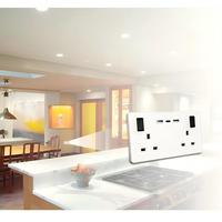 Prise murale double standard britannique avec interrupteur d'éclairage, 2 ports USB Type-C à charge rapide, panneau tactile PC, double interrupteur IP20