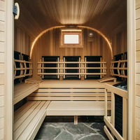 Harga Pabrik Sauna Outdoor dengan Shower untuk 6 Orang, Kayu Solid Hemlock/Cedar Merah, Pemanas Listrik 6Kw dengan Panel Kontrol untuk Taman