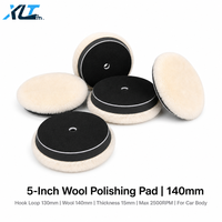 Disque de polissage en laine naturelle de 140 mm (5 pouces) avec support auto-agrippant, épaisseur 15 mm, grain 100 pour polisseuse orbitale DA, correction de peinture de carrosserie automobile, OEM