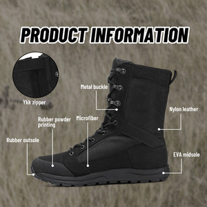 <span class=keywords><strong>Stivali</strong></span> Tattici Antiscivolo da Uomo in Nylon e Pelle Nera, Personalizzabili, Vendita all'Ingrosso Diretta dalla Fabbrica - Product Image 2